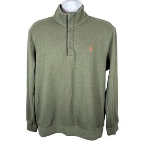 Polo Ralph Lauren Men's L Green Mock Neck 1/4 Button L/S Sweater Shirt - 361